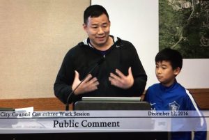 Peter Kim and son, Issaquah Highlands residents living on 24th Ave NE, voiced overall support of the project, but were “concerned about road safety” and pointed out that “LED is a big concern with light pollution.”