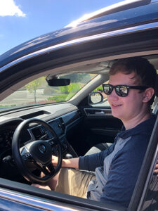 Ethan Hunter in his car